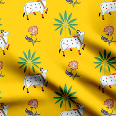 Serene Cowscape Print Fabric