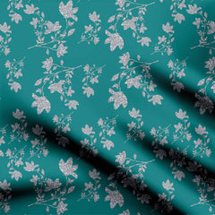 Silver brocade on sea green Print Fabric