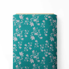 Silver brocade on sea green Print Fabric