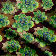 Succulent maroon Print Fabric