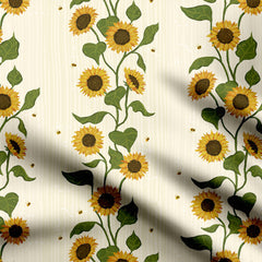 Sunflower Stripes Version 3 Print Fabric