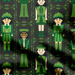 Green Nutcracker Girls Print Fabric