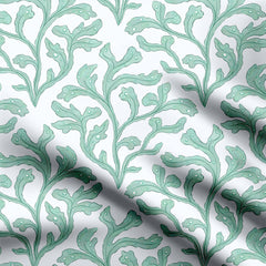 Ornate Fucus Seaweed Soft Aquamarine Print Fabric