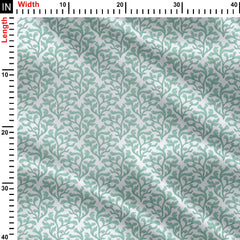 Ornate Fucus Seaweed Soft Aquamarine Print Fabric