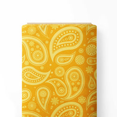 Yellow Paisley bandana Print Fabric