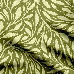 Flow of Leaves Beige of Green Print Fabric