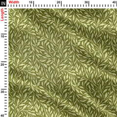 Flow of Leaves Beige of Green Print Fabric