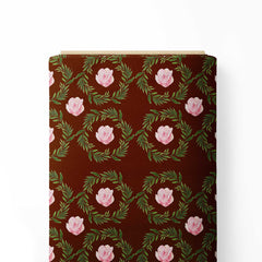 Circle Leaf's Rose Floral Print Fabric