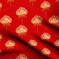 Flower Glow Red Print Fabric