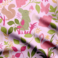 Magical Forest Pink Print Fabric