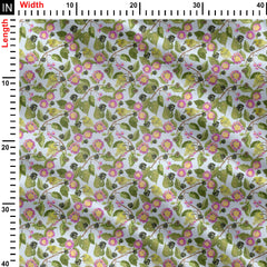 Lantana flowers and birds Print Fabric