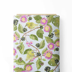 Lantana flowers and birds Print Fabric