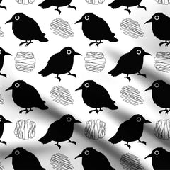 Black birds Print Fabric