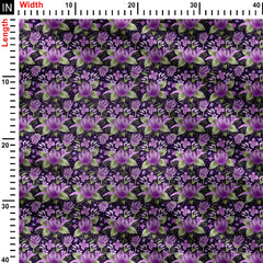 Vibrant purple florals Print Fabric