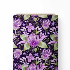 Vibrant purple florals Print Fabric