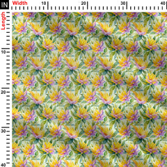 Golden Blossoms Print Fabric