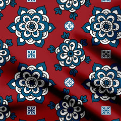 Motif of Blue Ajrakh Print Fabric