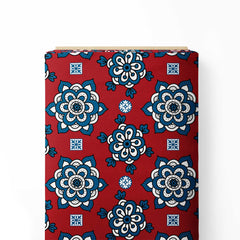 Motif of Blue Ajrakh Print Fabric