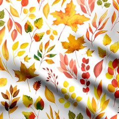 Watercolor Autumn Leaves Print Fabric