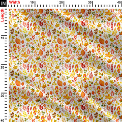 Watercolor Autumn Leaves Print Fabric