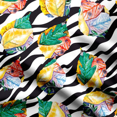 Vibrant zebra leaves Print Fabric