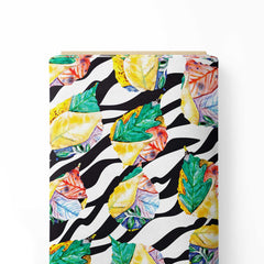 Vibrant zebra leaves Print Fabric