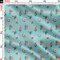 White Celestial Flower Print Fabric