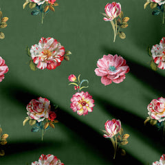 Celestial Green Flower Print Fabric