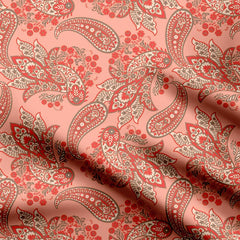 Peach Kalamkari design Print Fabric