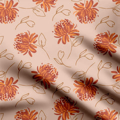 Orange Phool Print Fabric