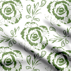 Rose Green Cotton Fabric