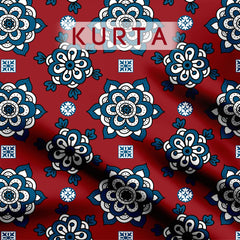 Motif of Blue Ajrakh Tussar Silk Unstitched Suit Set