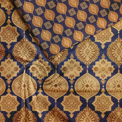 Ajrakh Blue Indian Tussar Silk Unstitched Suit Set