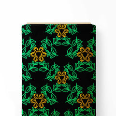 Flower Buds and Leaves Print Fabric