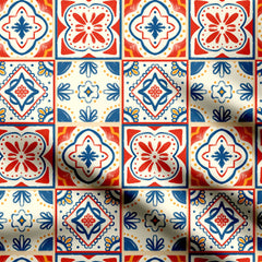 Vibrant Moroccan tiles Print Fabric