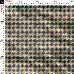 Checked blocks Print Fabric