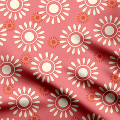 Sunflowers pink and white Print Fabric