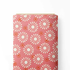 Sunflowers pink and white Print Fabric