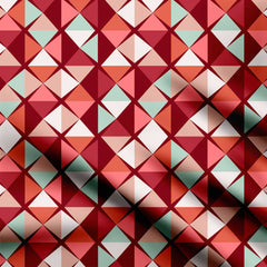 Simple Shapes red and pink Print Fabric