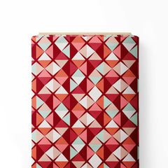 Simple Shapes red and pink Print Fabric