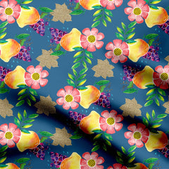 Flowers n Fruits fusion Print Fabric