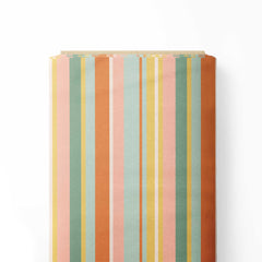 Pink, orange and green, pastel stripes Print Fabric