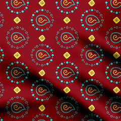 Multicolor Bandhani Quatrefoil Print Fabric