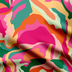 colours of large wavy pattern Print Fabric