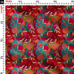 dark colours with pomegrante with floral Print Fabric