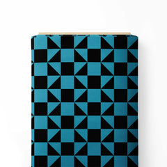 Blue Black Geometric Print Fabric