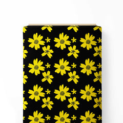 Yellow Stripe Floral Print Fabric