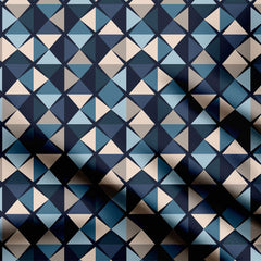 Simple Shapes Blue and Beige Print Fabric