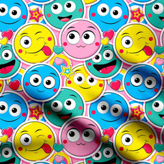 colours of smiley Print Fabric