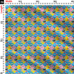 colours of smiley Print Fabric